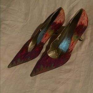 Red and Pink Stiletto Heels with Glossy Finish